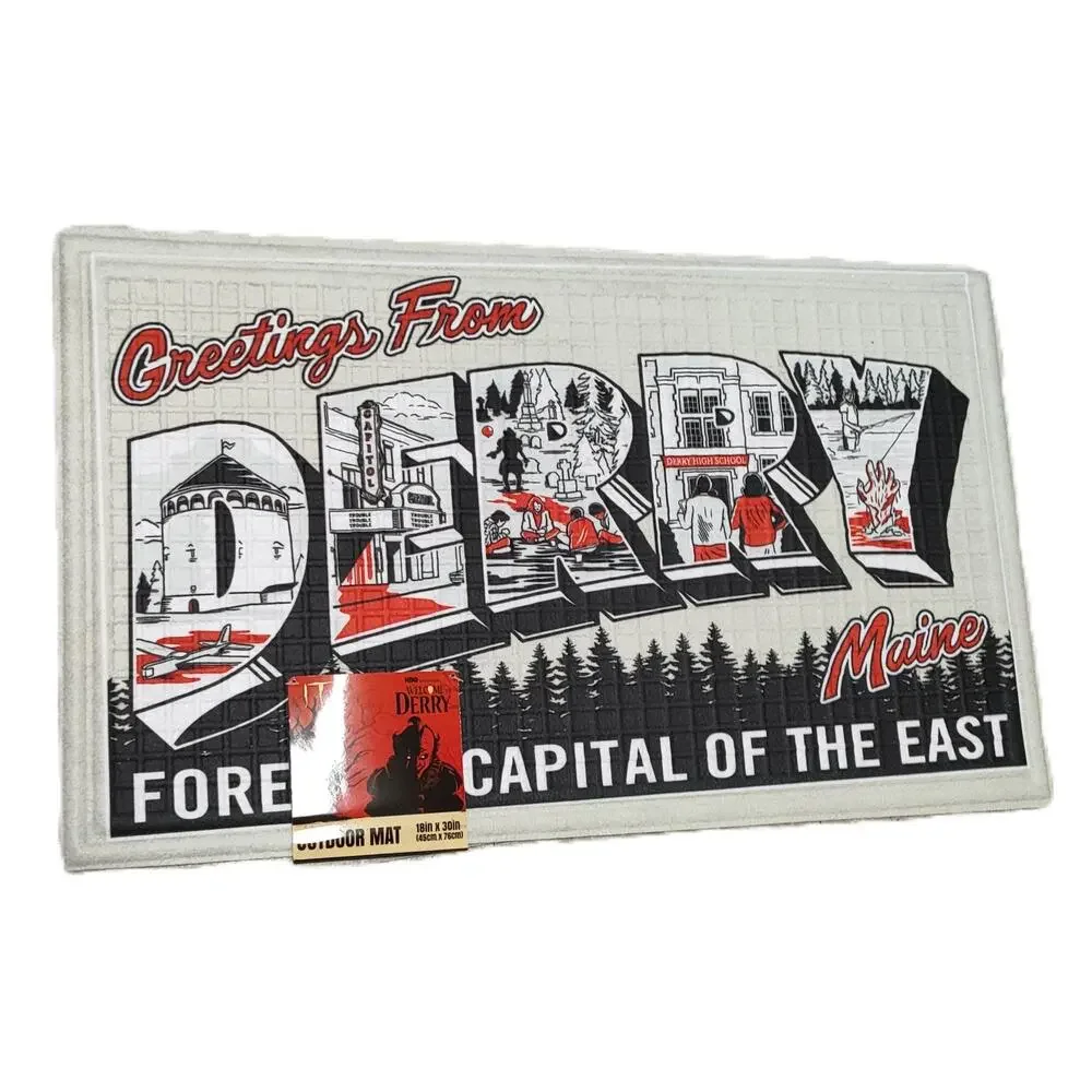 IT Welcome To Derry Maine Vintage Postcard Outdoor Door Mat 18